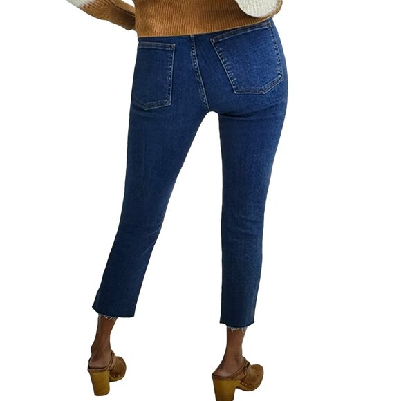 Veronica Beard Ryleigh Slim Straight High Rise Denim Jeans in Washed Oxf… - Picture 2 of 16